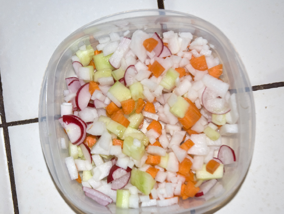 Daikon salad chopped veggies