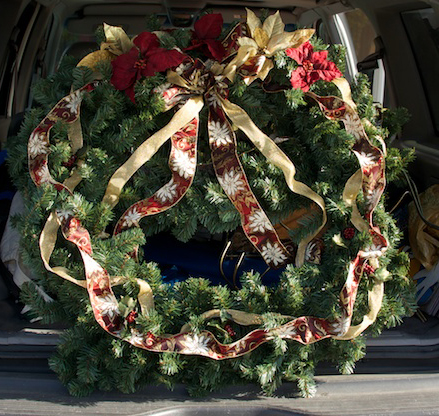 large decorated Christmas wreath