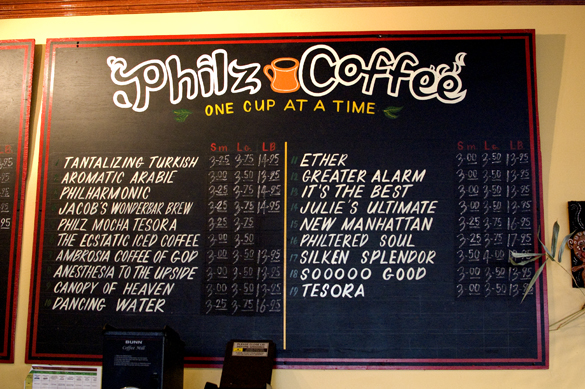 menu at Philz