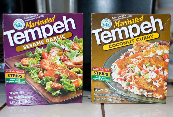 2 varieties of marinated tempeh