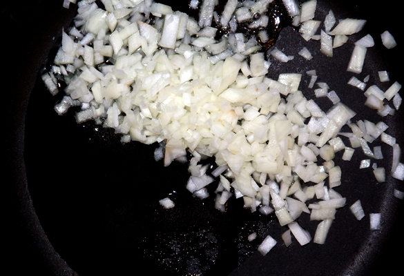 chopped onions heating in oil