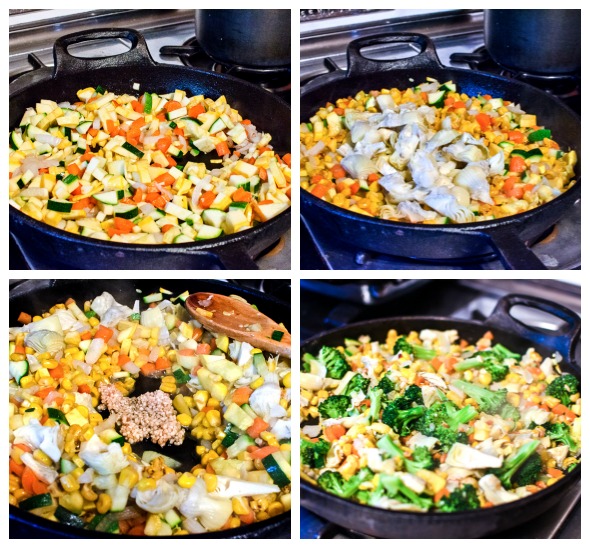 veggies heating in pan