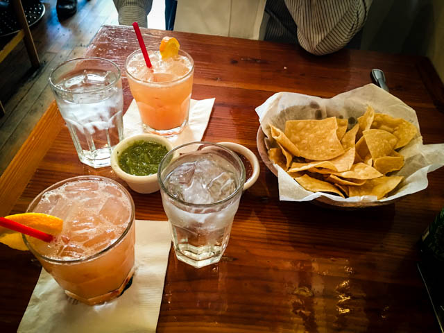 Blood Orange margaritas and chips and salsa