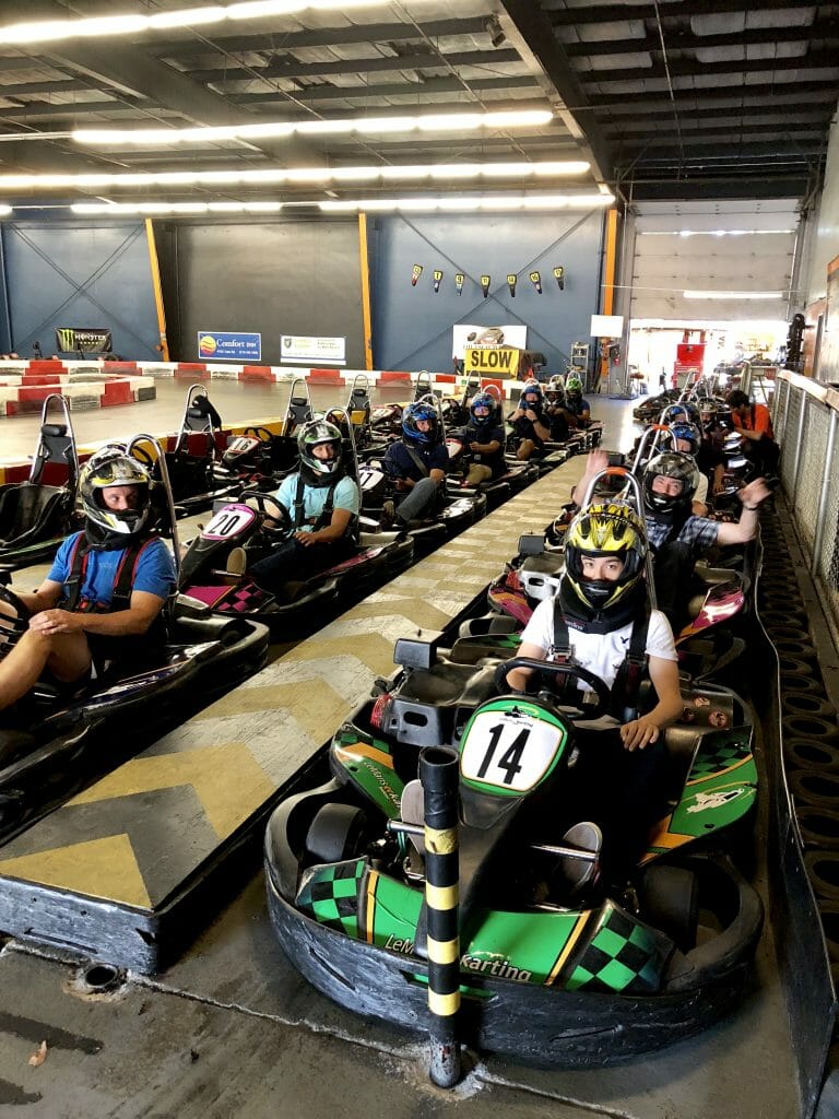 The whole gang in GoKarts